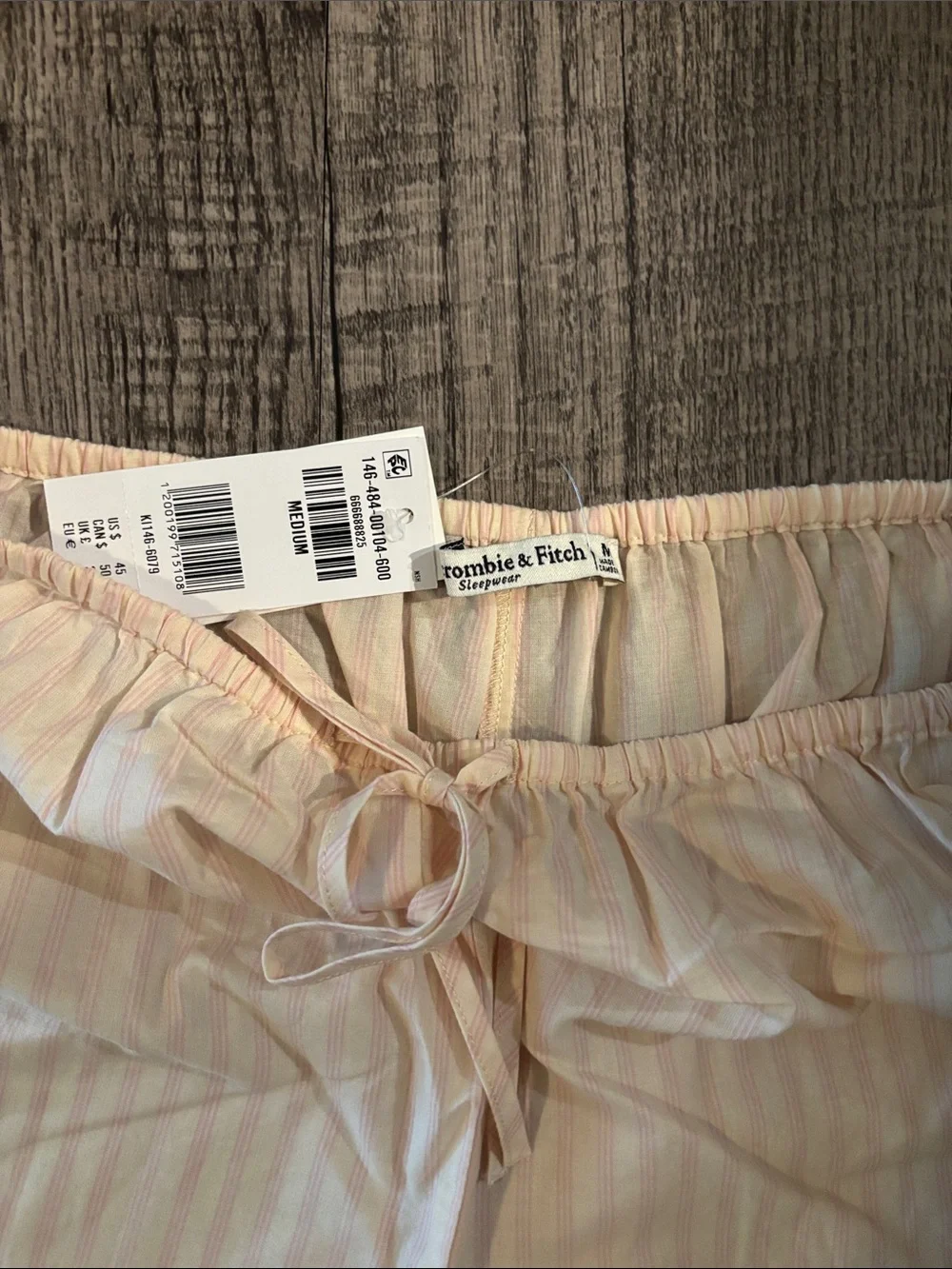 Abercrombie & Fitch Lace-Trim Sleep Shorts - Pink Stripes - Size Medium